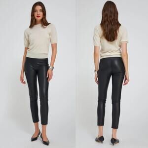 SPRWMN | High Waist Leather Ankle Leggings in Black Lambskin L